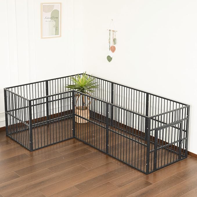 Dog Playpen - 32" Height Dog Pen, Heavy Duty Puppy Pen with Door, Safe & Sturdy, Easy Assemble for Indoor/Outdoor Pet Playpen (10 Panels with Door, Grey)