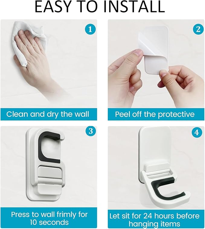 Broom Holder Wall Mount, 2 Pack Broom and Mop Organizer Wall Hanging Self Adhesive, No Drilling, Anti-Slip Broom and Mop Hanger Wall Mount Cleaning Ideal for Bathroom, Kitchen, Garden, Garage