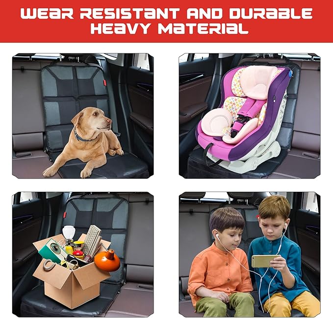 Kaiphy Car Seat Protector - Thick Padding - Durable, Waterproof Fabric, Leather Reinforced Corners (Black, XL)