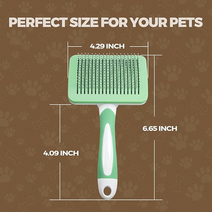 Self Cleaning Pet Brush for Shedding - Slicker Brush Deshedding with One Button Cleaning for Dogs & Cats Haired Pets