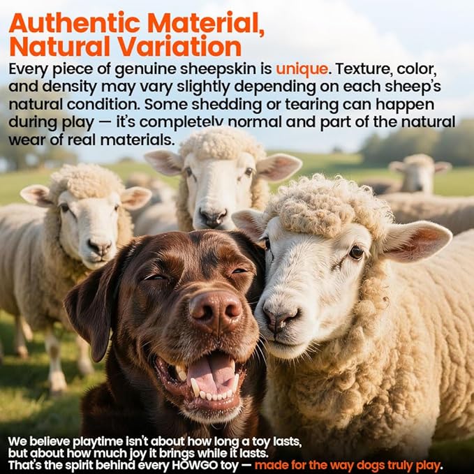 HOWGO Dog Rope,Dog Bungee Chaser 100% Sheepskin,Sheep Smell Tug for All Breeds(Purple, Long Without Ball 2Pack)