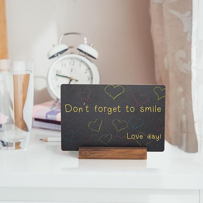 Tabletop Chalkboard Sign, 7.8x5 Inch Double-Sided Message Boards, Blackboard with Base Stands for Coffee Shop, Restaurant, Home, Bar