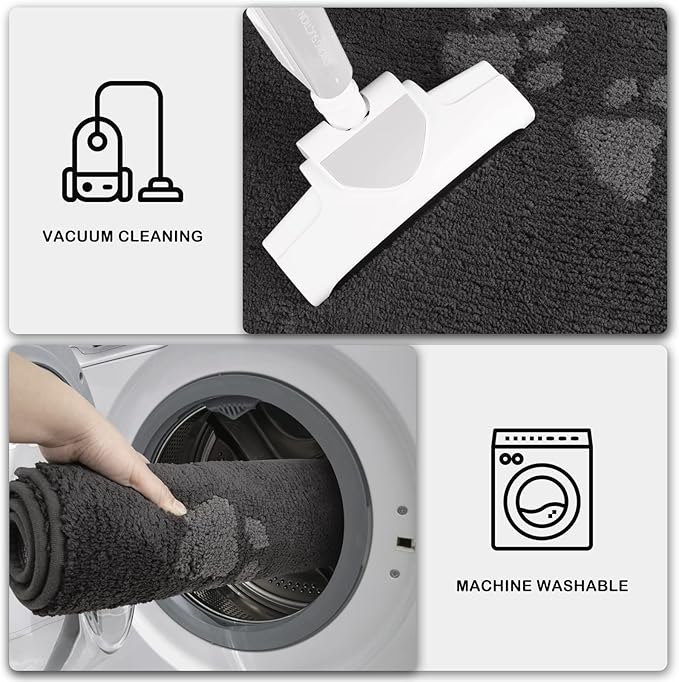 PURRUGS Dirt Trapping Door Mat 24" x 59", Non-Skid/Slip Machine Washable Microfiber Entrance Rug, Shoes Scraper, Dog Doormat, Super Absorbent Floor Mat for Muddy Wet Shoes and Paws, Charcoal