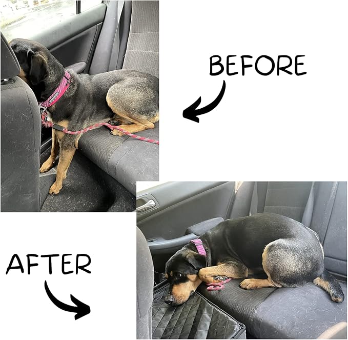 Dog Car Seat Extender with Storage - Gap Filler Platform for Large Dogs - Supports Up to 200 lbs - Car & SUV Travel Accessory