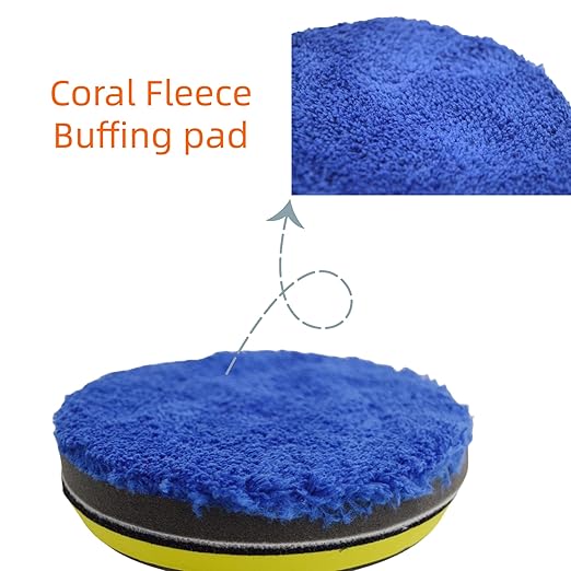 BLINGOBLING 12Pcs 3inch Foam Buffing Polishing Pads Kit, with Coral Fleece Pad, Backing Plate, M10 Drill Adapter, Car Buffing Kit for Car Polishing, Waxing, Sealing Glaze (12Pcs-3inch)