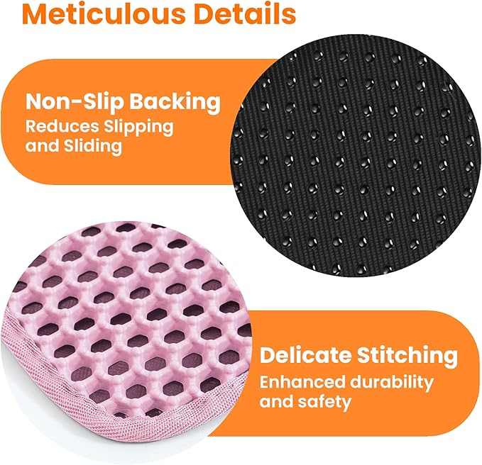 Small Cat Litter Mat, 20x14 Inches Double Layer Honeycomb Cat Litter Trapping Mat, Non Slip Waterproof Urine Proof Litter Box Mat for Floor, Kitty Litter Rug, Pet Supplies, Pink