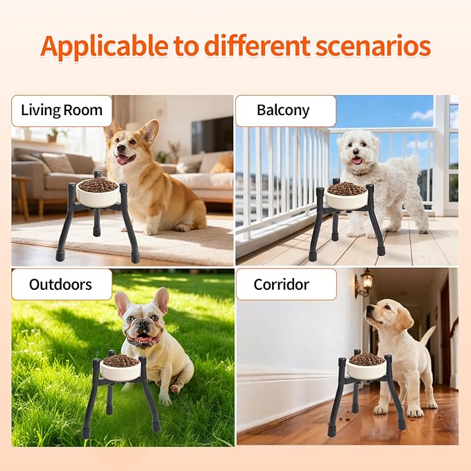 Elevated Dog Bowls, Adjustable Metal Raised Dog Bowl Stand for Small&Medium Dogs, Adjustable Wide 6.3"-10.2"(Bowl Not Included)