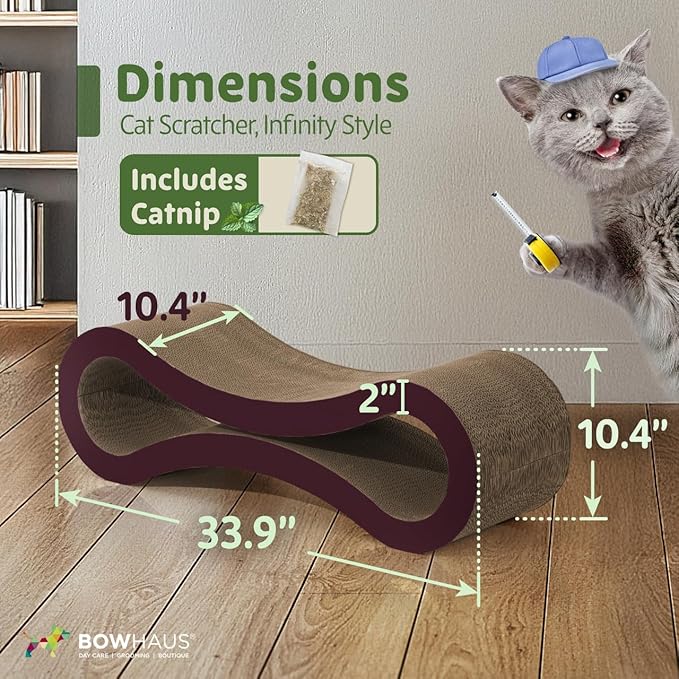 Infinity Cat Scratcher Lounger, Reversible Scratcher, Infinity Cat Cardboard Scratcher, Large Cat Scratching Pad, Scratching Board, Scratcher Lounge Bed for Indoor Cats, Brown