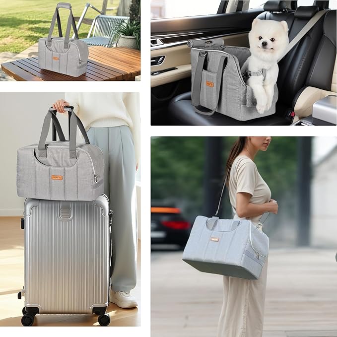 Dog Purse Carrier for Small Dogs Cats Rabbits Up to 12lbs, Lightweight Pet Sling Carriers with Crossbody Strap, Portable Puppy Soft Sided Tote Bag Carrier for Vet,Hiking,Travel Gray