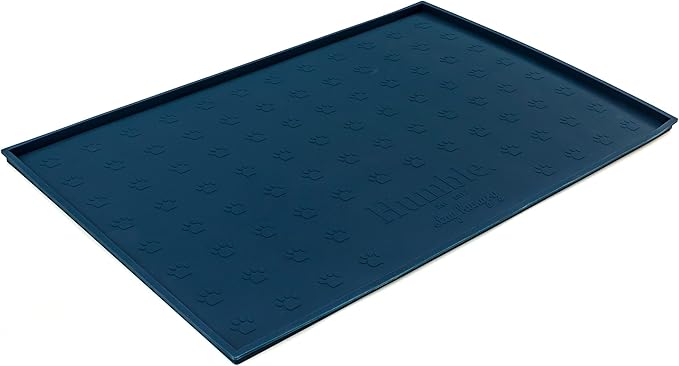Humble Pet Food Mat Feeding Tray - Non-Slip, Anti-Spill, Raised Dog Food Mat, Easy Clean Waterproof - Premium Quality Silicone - Perfect for Dog Bowl Mat and Cat Feeding Mat Tray, 24" x 16" (Blue)
