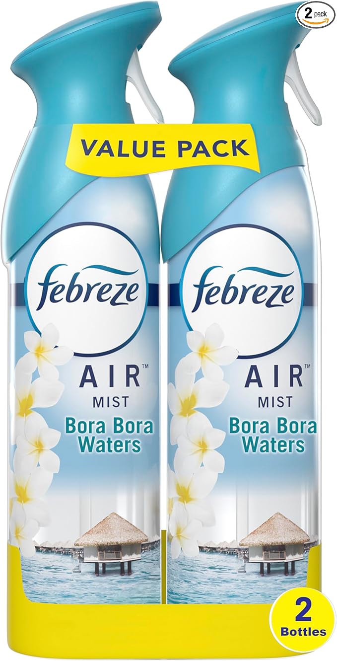 Febreze Air Mist Air Freshener Spray, Odor-Fighting Room Spray, Air Fresheners for Home and Bathroom and Kitchen, Aerosol Can, Bora Bora Waters Scent, 8.8oz, 2 Count