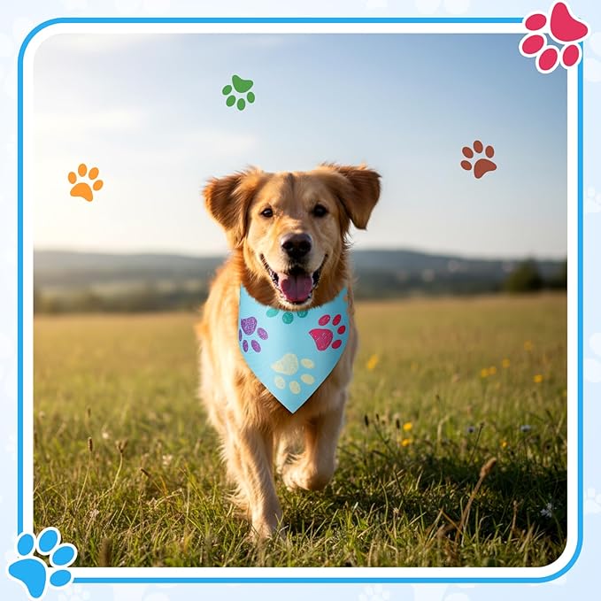 Abbylike 100 Pcs Paw Print Dog Bandanas Bulk Soft Triangle Kerchief Bibs Scarf Set for Pets Dogs Walking Photo Props Pets Shops Adoption Events Party Costume (31.5 x 21.7 x 21.7 Inch)