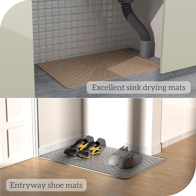 OHMO Cat Litter Mat XXL Trapping Mat Premium Silicone Rubber 37.5x25.2 Coral, Waterproof and BPA Free Kitty Litter Box Mat, Easy to Clean and Keeps The Floor Tidy