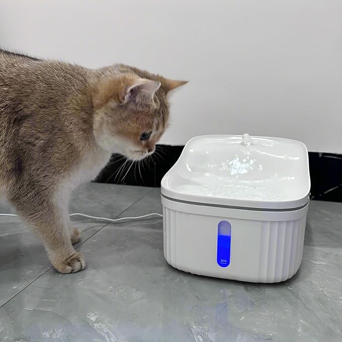 Cat Water Fountain, 101oz/3L Automatic Pet Water Fountain Dog Water Dispenser with LED Light and Water Level Window (Plug not Included)- for Cats, Dogs, Multiple Pets