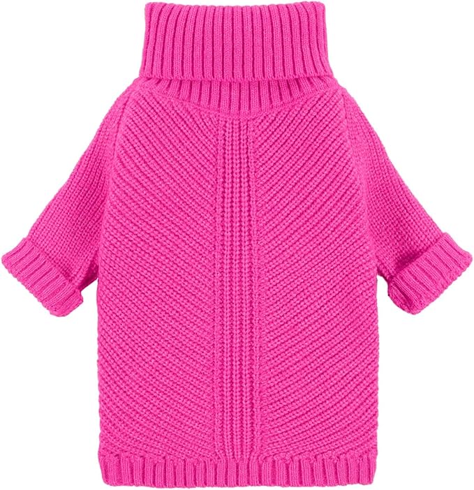 Fitwarm Valentines Dog Turtleneck Sweater, Dog Winter Clothes for Small Dogs Girl, Knitted Pet Coat, Cat Outfit, Hot Pink, Medium