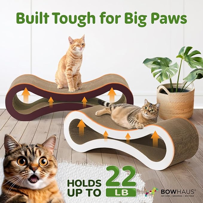 Infinity Cat Scratcher Lounger, Reversible Scratcher, Infinity Cat Cardboard Scratcher, Large Cat Scratching Pad, Scratching Board, Scratcher Lounge Bed for Indoor Cats, Brown