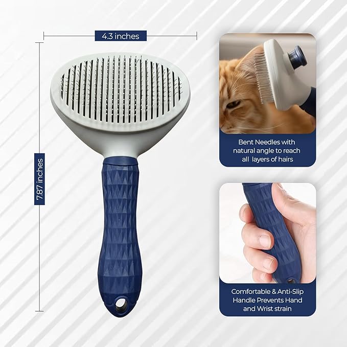 Brooklyn Pet Gear BPG Pet Grooming Tools for Dogs & Cats- Self-Cleaning Slicker Brush, Removes Loose Hair- Skin Safe Easy to Use Deshedding & Detangling Grooming Tool for All Coat Types