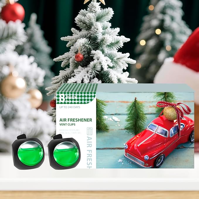 Car Air Freshener Vent Clips, 8 Pack, Provides Long-Lasting Scent, Up to 240 Days, Odor Eliminator (Cedar)