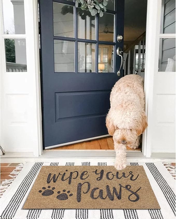 AAZZKANG Dog Door Mats for Home Entrance Outdoor Indoor Wipe Your Paws Mat Large 36"x24" Easy to Clean Front Door Mat with Non Slip Rubber Backing Brown