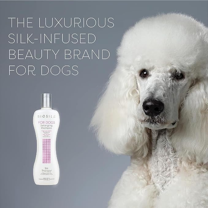 BioSilk for Dogs Silk Therapy Detangling Dog Shampoo | Sulfate Free and Paraben Free Shampoo | Matted Hair Dog Detangler Shampoo for All Adult Dogs, 12 Fl Oz - 2 Pack