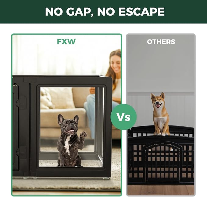 FXW AuraSpace Acrylic Indoor Dog Playpen for Small and Medium Dogs, 30 Inch, 16 Panels, Black