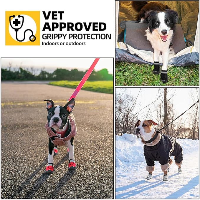 Hcpet Dog Boots for Large Dogs, Dog Shoes for Hot Pavement Winter Snow, Paw Protector Dog Booties Designed for Comfort and Breathability, Outdoor Booties for Small Medium Dogs for Hiking Brown Size 1