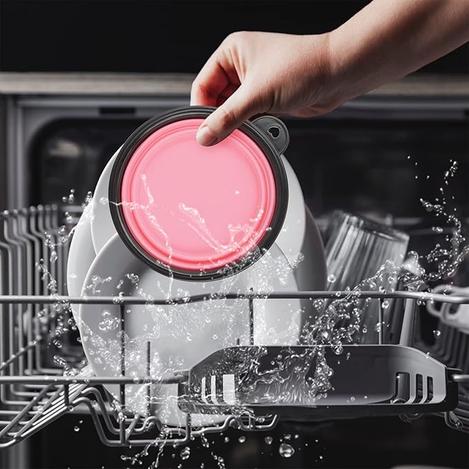 Dog Bowl Pet Collapsible Bowls, 2 Pack Collapsible Dog Water Bowls for Cats Dogs, Portable Pet Feeding Watering Dish for Walking Parking Traveling with 2 Carabiners (Small, Purple+Fairy Pink)