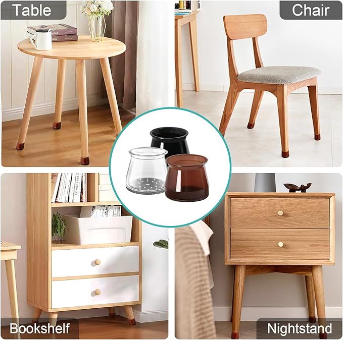 48Pcs Small Silicone Chair Leg Floor Protectors,Floor Protectors for Chairs,Chair Leg Protectors for Hardwood Floors,Chair Leg Caps Chair Leg Covers for Wooden Floors (Brown)