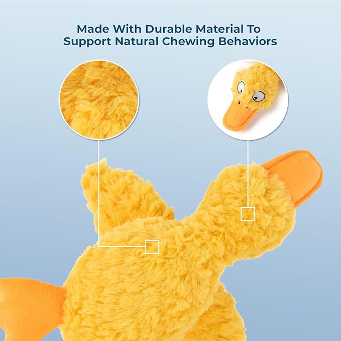 Best Pet Supplies Interactive Squeaky Dog Chew Toy, Ideal Dog Toys for Chewers, Small, Medium & Large Dogs, and Fetch Lovers - Ducky Doodle (Yellow), Small