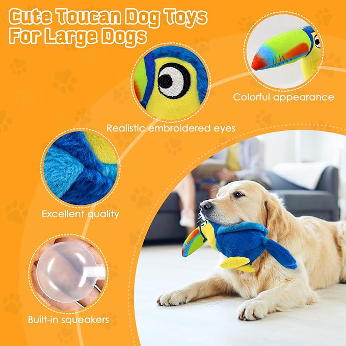 Dog Squeaky Toys: Stuffed Animal Dog Plush Chew Toy for Small, Medium, Large Dogs-Puppy Toys to Keep Them Busy