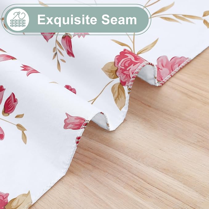 misaya Rectangle Waterproof Vinyl Table Cloth, Plastic Tablecloth with Flannel Backing, Wipeable Table Cover for Dinner, Picnic, Indoor and Outdoor (Pink Flowers, 60" x 102")