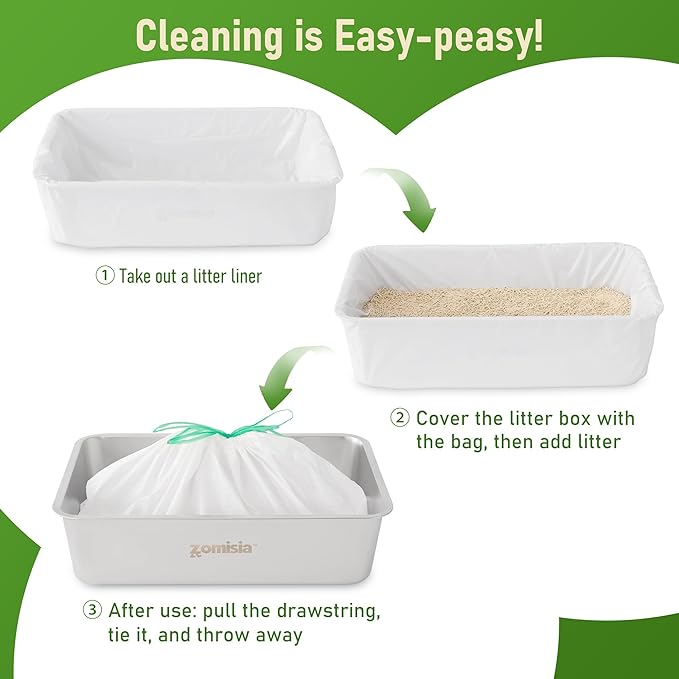 Cat Litter Box Liners Large - 20 Count 37" x 18" Jumbo Litter Bags with Drawstring, Extra Thick Kitty Litter Pan Liners Tear Resistant Heavy Duty, Easy Clean up for Litter Tray, Unscented