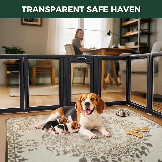 FXW AuraSpace Acrylic Indoor Dog Playpen for Medium Dogs, 35 Inch, 10 Panels, Black