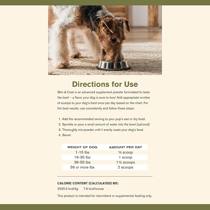 Skin & Coat Canine Supplement w/Omega-3 Fatty Acids, Org. Ingredients, Antioxidant Topper, Nourish Coat &Paws, Joint, Support Shiny Coat & Healthy Skin by Katherine Heigl (30 Scoops)