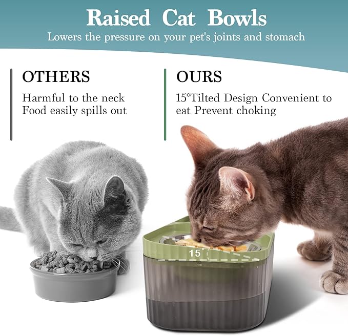TODDLT Water Fountain for Cats Inside, Cat Feeding & Watering Supplies, Super Quiet Automatic Pet Water Dispenser 100oz/3L with Stainless Steel Cat Bowls and Long Life Span Pump