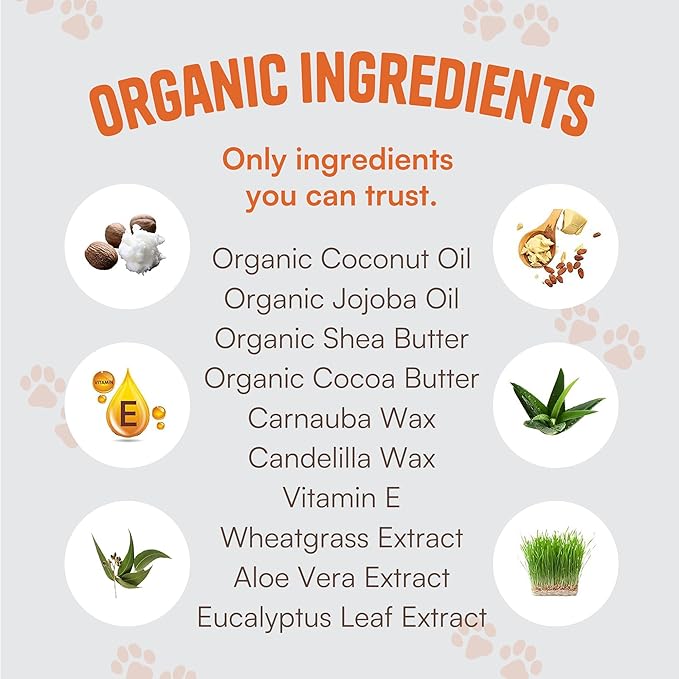 Dog Paw Pad Balm, Lick Safe 2.1 oz | Nose and Paw Balm for Dogs | Organic Dog Paw Protector with Wheatgrass | Soothing Dog Moisturizer for Dry Skin | Dog and Cat Paw Balm for Healing Cracked Skin