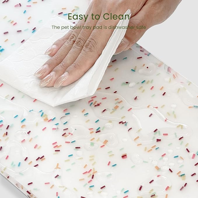 Dog Food Mat Anti-Slip Silicone Dog Bowl Mat Thicker Pet Placemat Waterproof Cat Feeder Pad with Raised Edge Puppy Kitten Feeding Mats Suitable Small Medium-Sized Dogs Cats Eating Tray