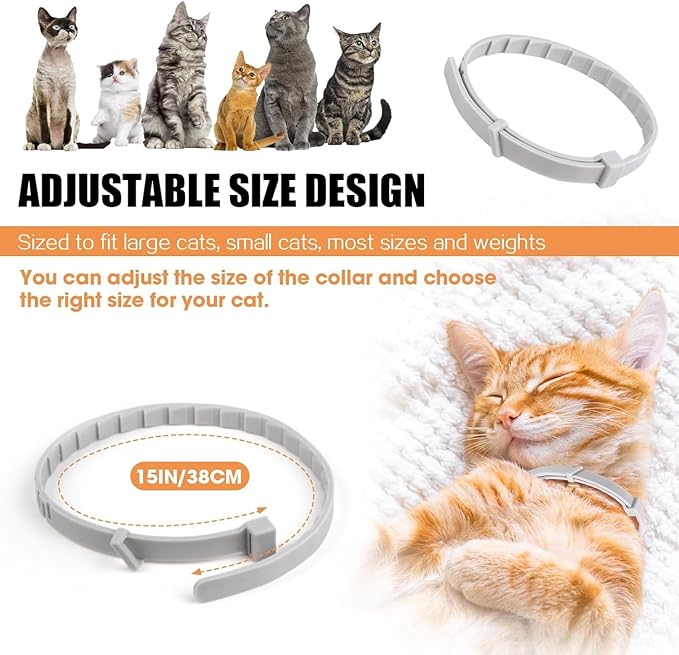 6 Pack Calming Collar for Cats, Adjustable Pheromones Cat Diffuser Pet Diffuser Anxiety Relief for Pet, 60 Day Long-Term Effect