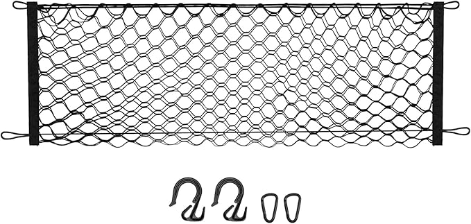 Trunk Cargo Net for 2014-2025 2026 Kia Sorento Accessories Envelope Style Mesh Trunk Net Organizer and Storage Stretchable Adjustable Elastic Nylon Rear Cargo Netting with Hooks