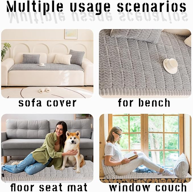 Mitid Sofa Cover Fuzzy Couch Cover for Pet, Couch Covers for Dogs Washable Non-Slip Sofa Slipcover Cushion Protector Pets Friendly Mat Bed