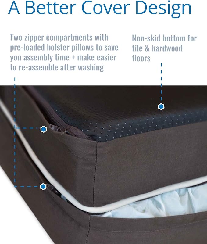 PetFusion Ultimate Dog Bed, Orthopedic Memory Foam, Multiple Sizes/Colors, Medium Firmness Pillow, Waterproof Liner, YKK Zippers, Breathable 35% Cotton Cover, 1yr. Warranty,Brown, XXL Jumbo (50x40")