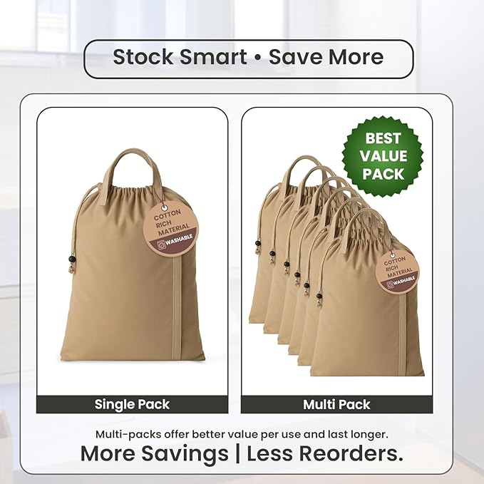 LFH Home Cotton Canvas Large Laundry Bag with Handle, Heavy Duty Drawstring Closure Washable Laundry Bags, School Travel, Home, Hotel, College Dorm, Organizer Sack, Toys 20x30-Beige Thanks Giving