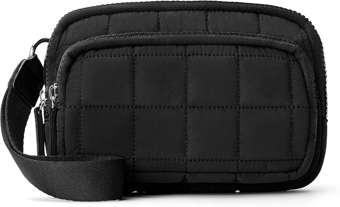VONAL Wristlet Wallets for Women Nylon Quilted Wallet with 3 Zipper Purse for Travel Credit Card Holder Phone Organizer