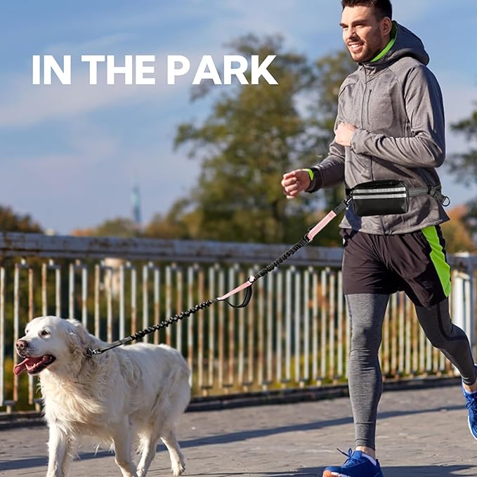 Hands Free Dog Leash, Waist Leash for Dog Walking, Hiking and Running,Adjustable Belt with Double Handle for Large Dogs and Medium Dogs, Dog Walking Accessories,Tangle Free,No Pull