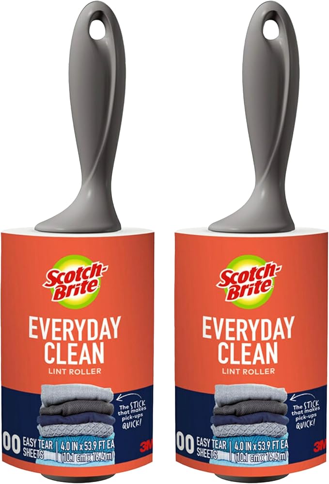 Scotch-Brite Lint Roller, Works Great On Pet Hair, 100 Sheets (Pack of 2)