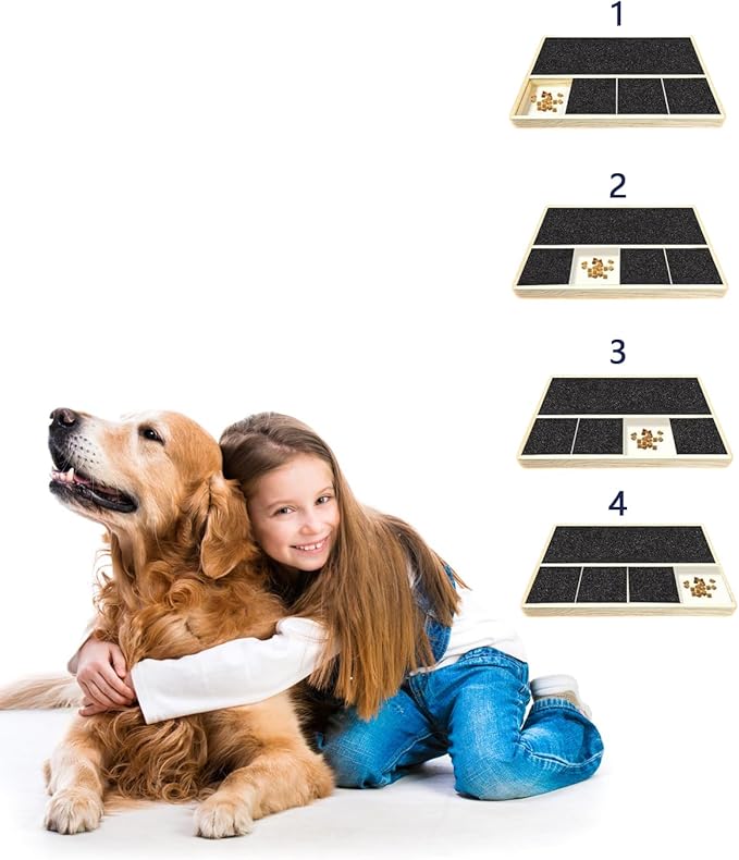 Dog Nail Scratch Pad with Treat Box & Pet Nail Clipper - Durable Portable Dog Scratch Filing Pad for Nails All Dogs, Wooden Nail Scratch Board for Indoor/Outdoor Training (Update)