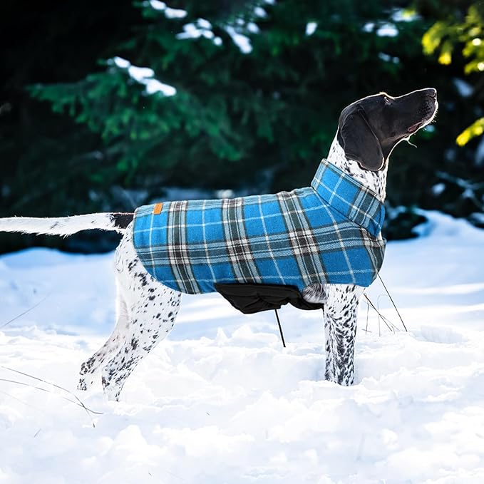 Kuoser Warm Dog Coat, Waterproof Dog Jacket for Extra Large Dogs, Adjustable Durable XXXL Doggie Winter Coat Reversible Puppy Cold Weather Apparel for Large Breed, Blue 3XL