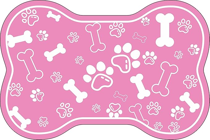 Dog Cat Mat for Food and Water,Rapid Absorbent Pet Feeding Mat, Bone Shaped Dog Placemat Bowl Mat with Rubber Backing,No Stains Pet Food Mats Indoor, Pet Accessories Supplies,Pink 23"×36"