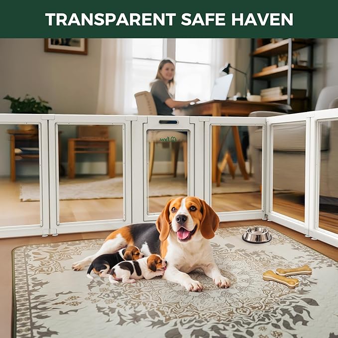 FXW AuraSpace Acrylic Indoor Dog Playpen for Medium Dogs, 35 Inch, 12 Panels, White