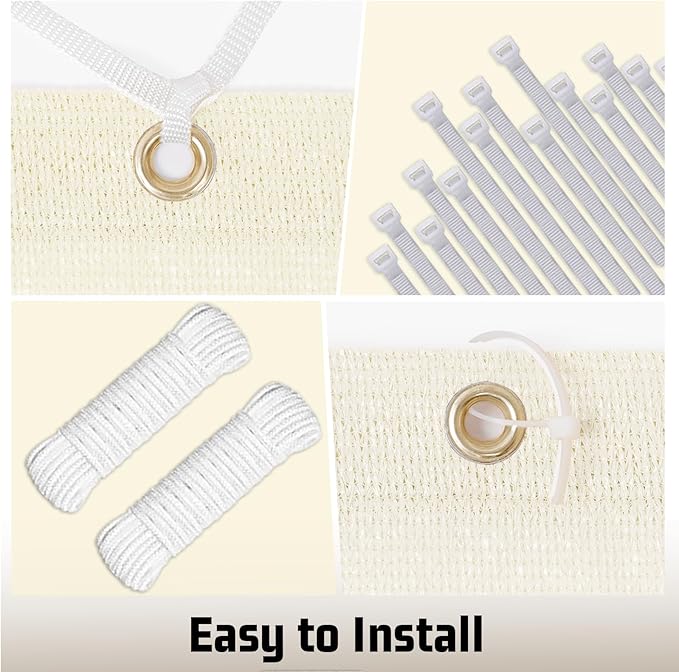 SUNNY GUARD Shade Cloth Custom Size 15x18 FT Sun Shade Screen Fabric Shade Cover Tarp with Grommets for Pergola Backyard Garden, Butter Cream(We Customized)